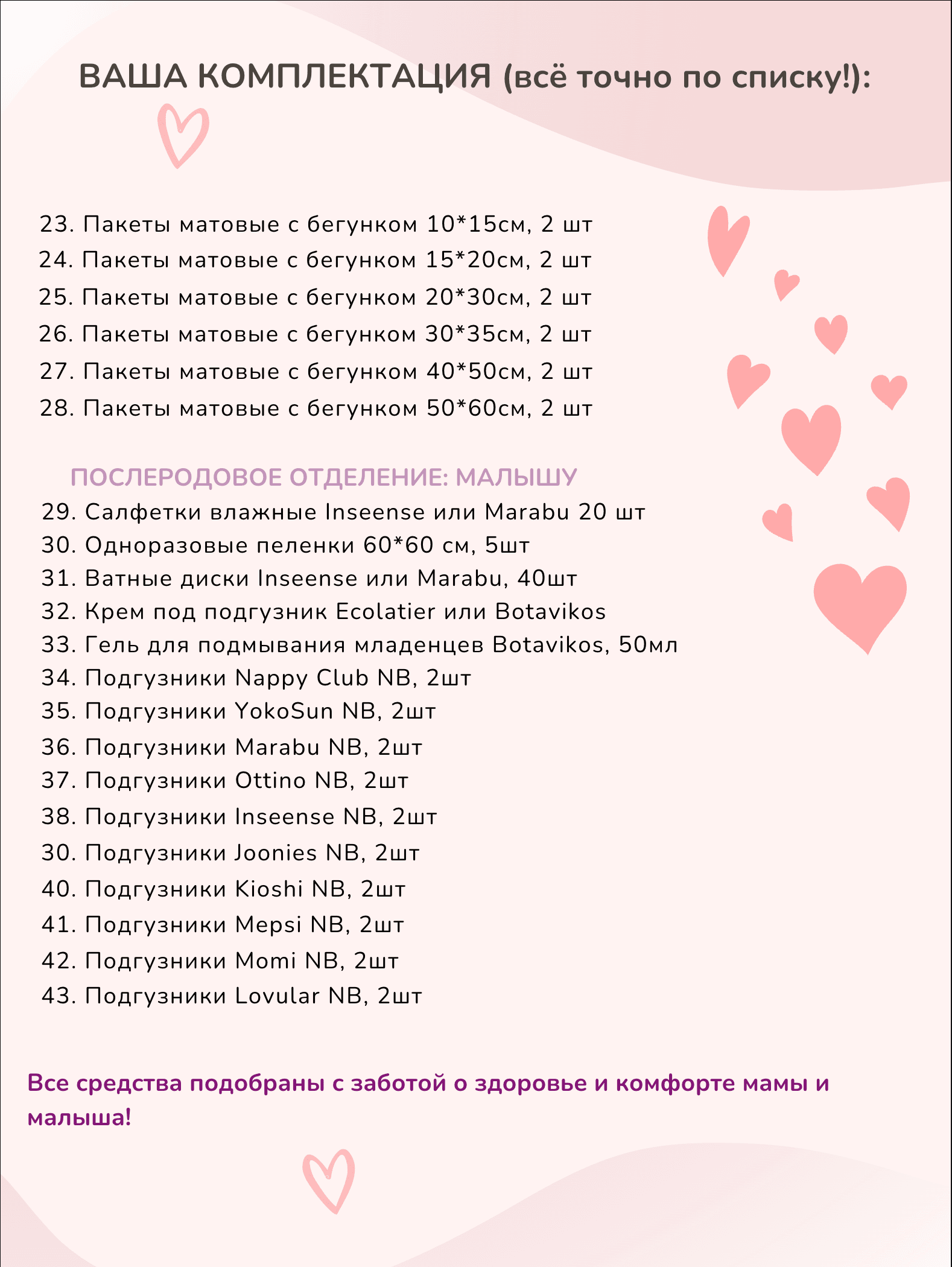 Готовая сумка в роддом — 23 предмета