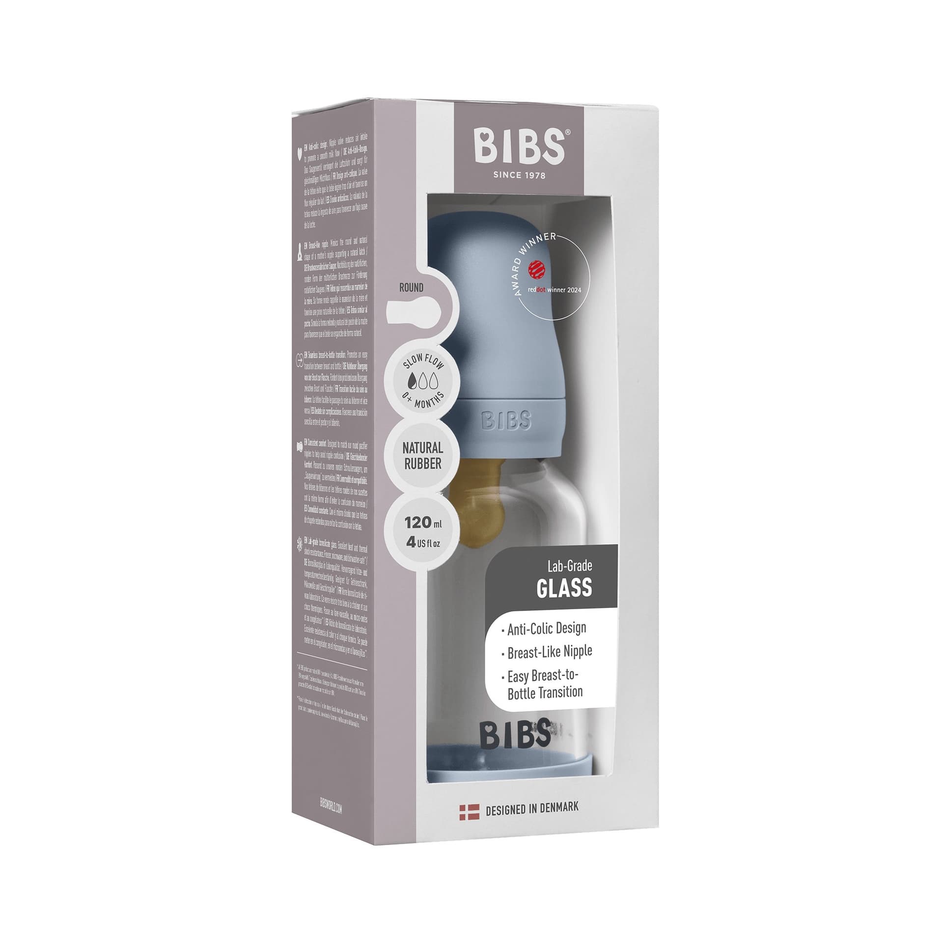 Стеклянная бутылочка BIBS - Baby Blue, 120 мл 6