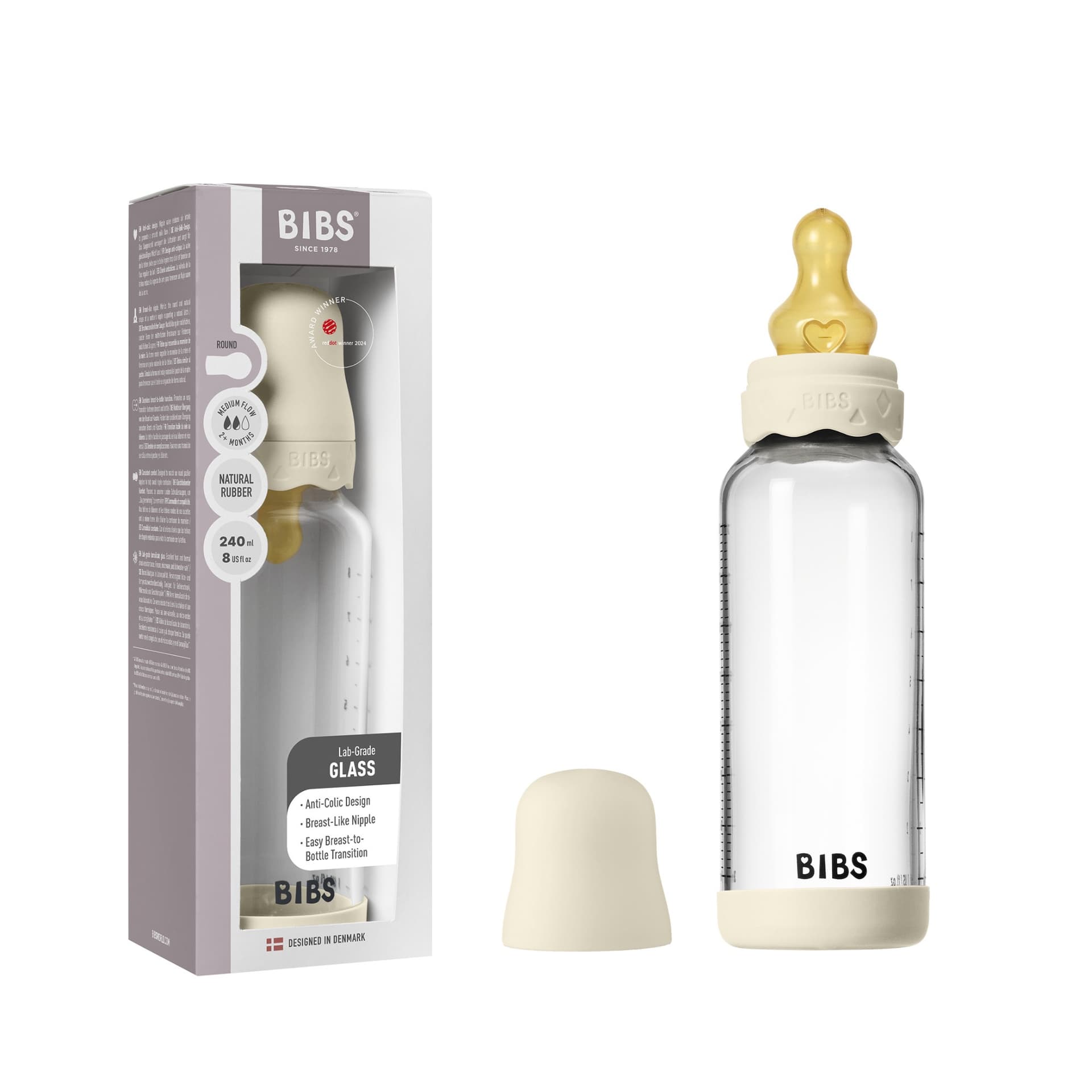 Стеклянная бутылочка BIBS Boheme - Ivory, 240 мл 5