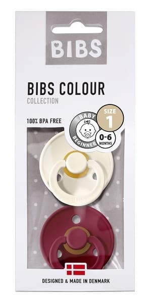 Набор BIBS Colour:  Ivory/Ruby, 0-6 месяцев