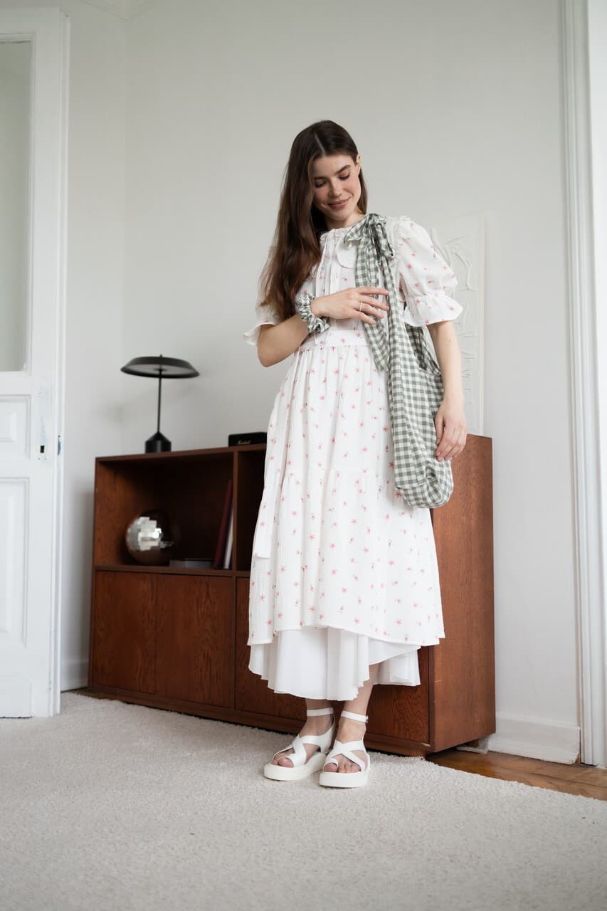 Сумка из хлопка с бантом Оливковый в клетку, one size 8