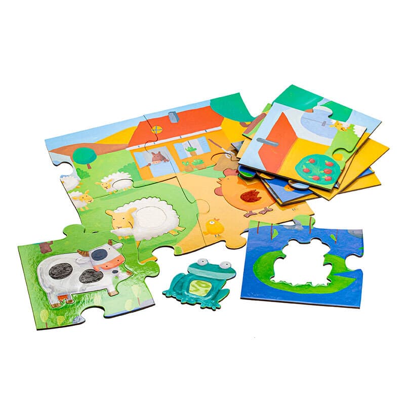 Тактильный пазл-гигант Djeco «Ферма», 12+8 эл.