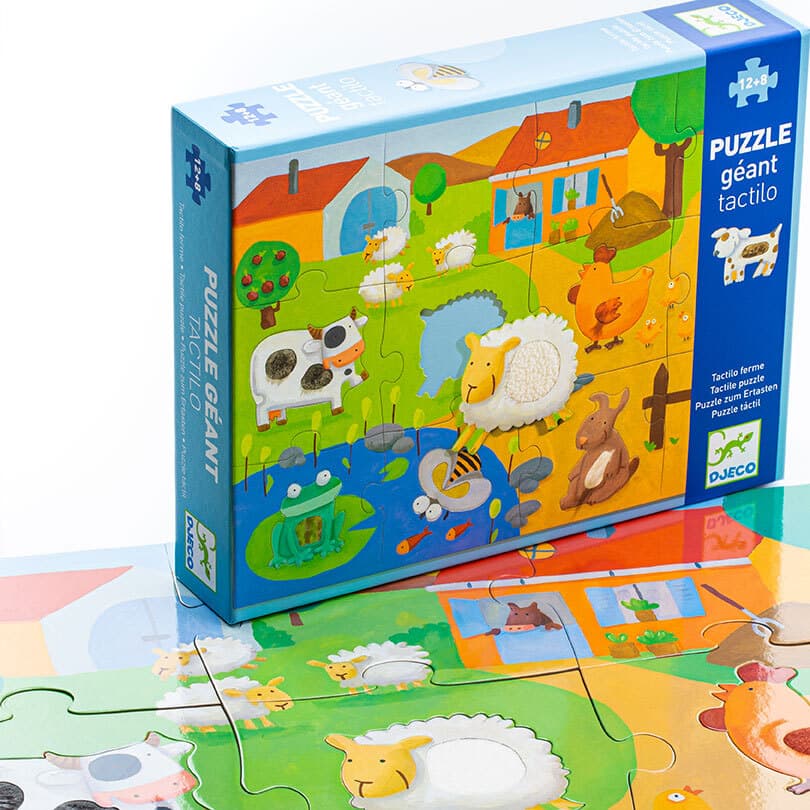 Тактильный пазл-гигант Djeco «Ферма», 12+8 эл.