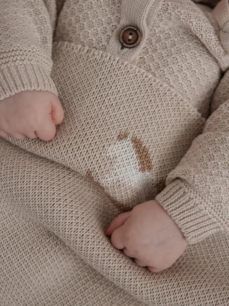 Плед детский Loomknits с лошадками, Топленое молоко 5