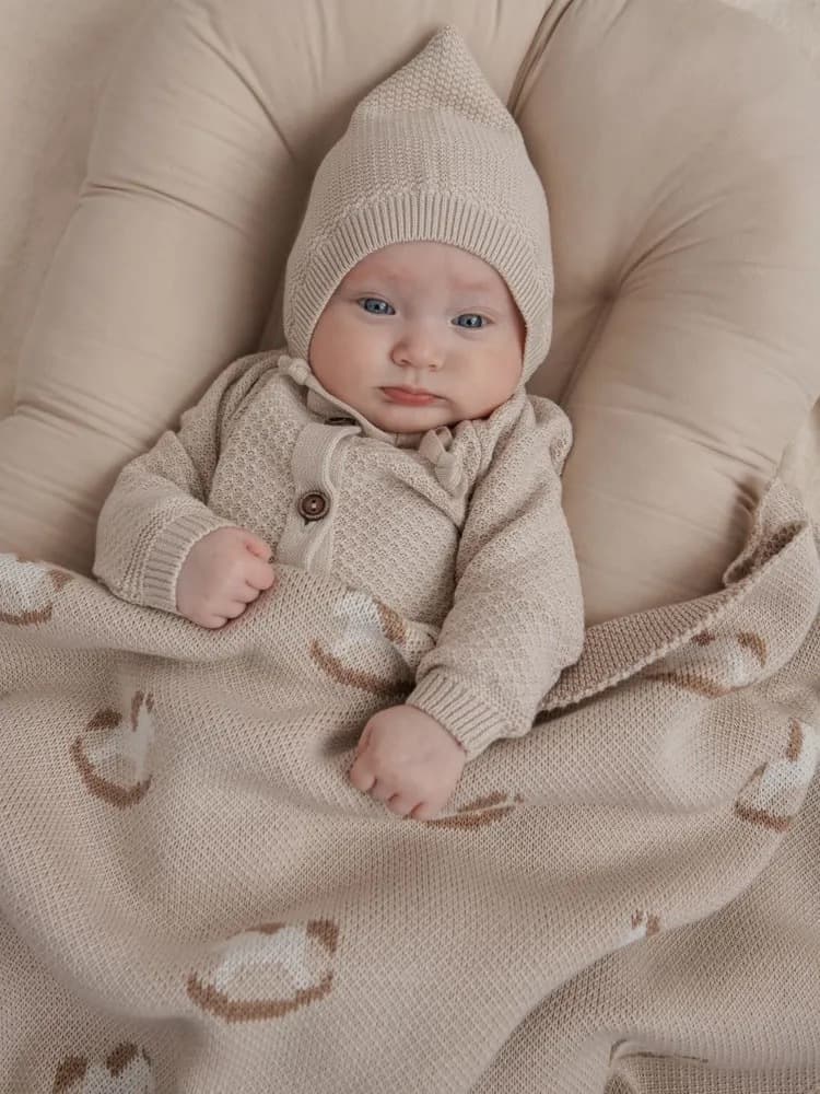 Плед детский Loomknits с лошадками, Топленое молоко 6