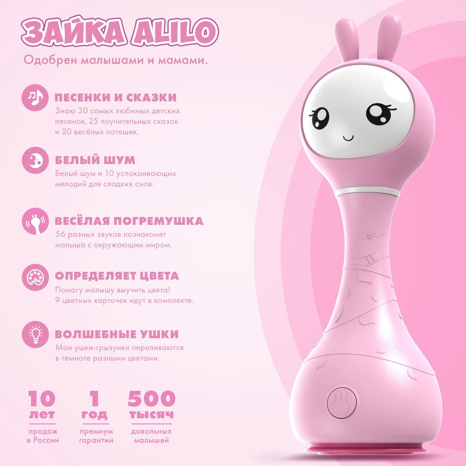 Музыкальная игрушка Умный зайка alilo, Розовый