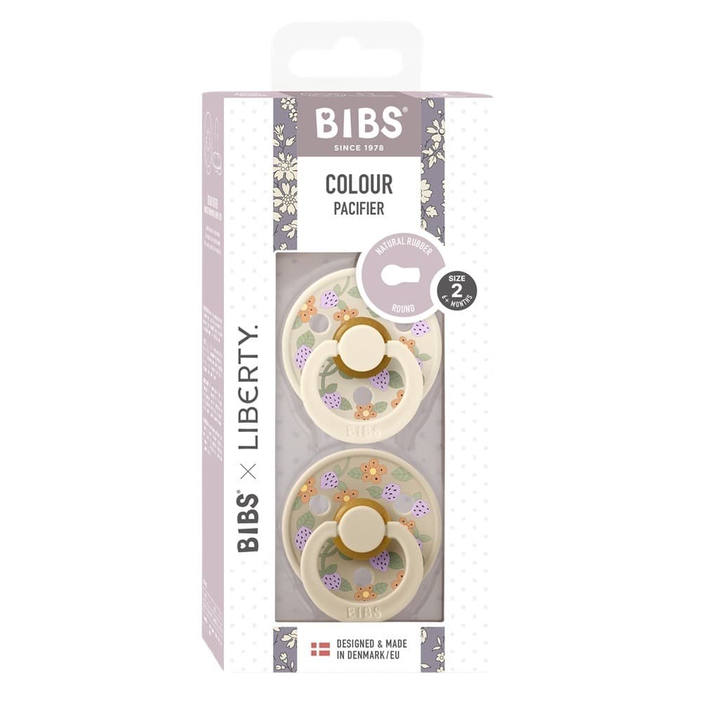 Набор пустышек латексных BIBS Liberty Colour, 2 шт. - Strawberries - Ivory Mix 0-6 месяцев 4