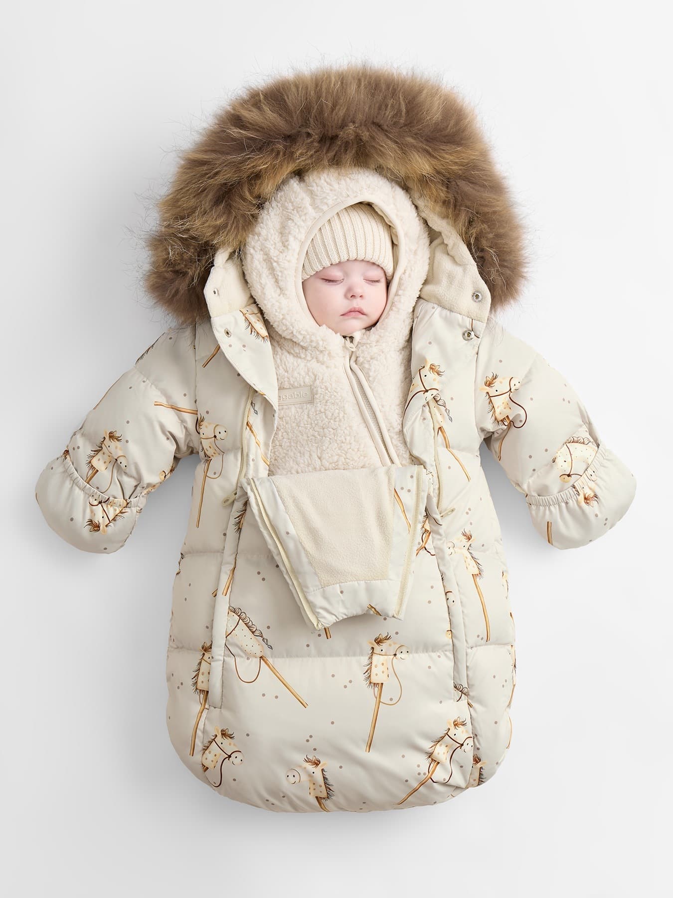 Комбинезон детский, Молочный с лошадкой