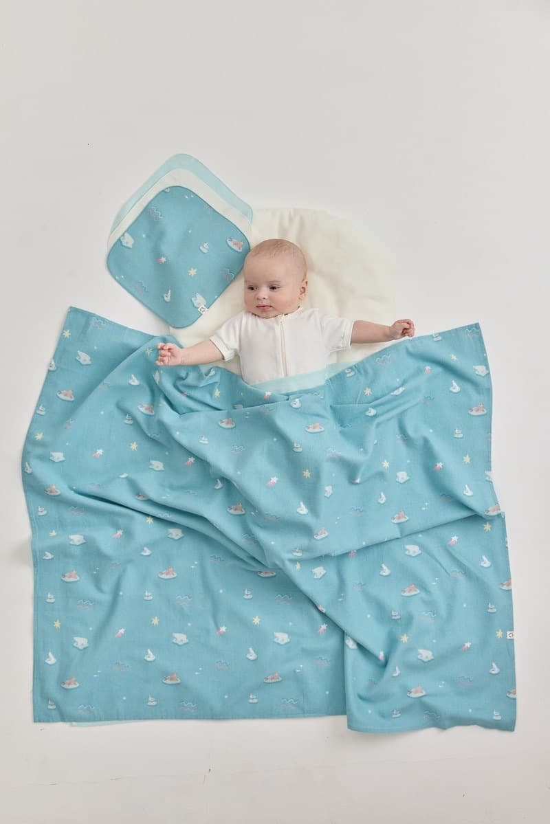 Пелёнки фланелевые BUBA KIDS, 3 шт., Русская Арктика/Сливочный/Бирюза, 95х115