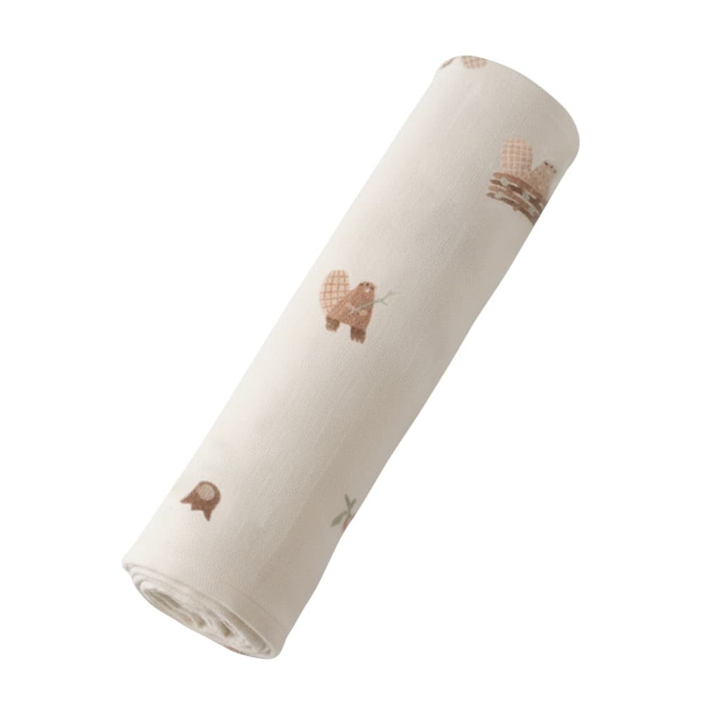 Пелёнка фланелевая BUBA KIDS, Бобры на хуторе, 95х115