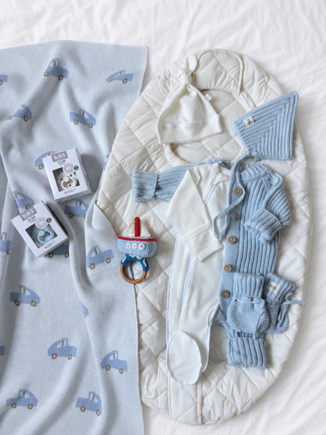 Вязаный хлопок и конверт Mimibaby Comfort Молочный, Молочный в небесном
