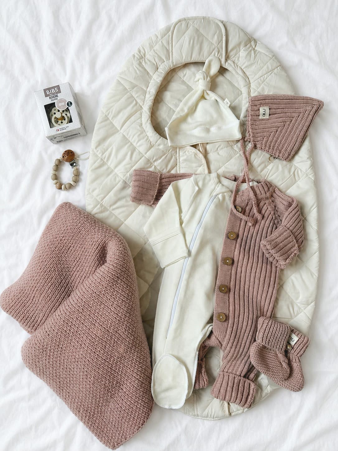 Вязаный меринос и конверт Mimibaby Comfort Молочный, Молочный в пудре