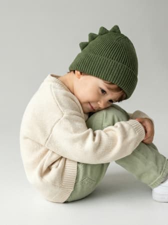 Шапка Дино из хлопка, Оливковый 4