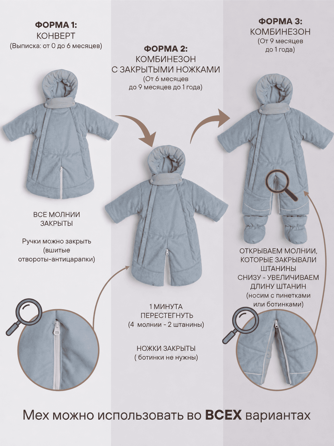 Комбинезон-трансформер, Серо-голубой 7