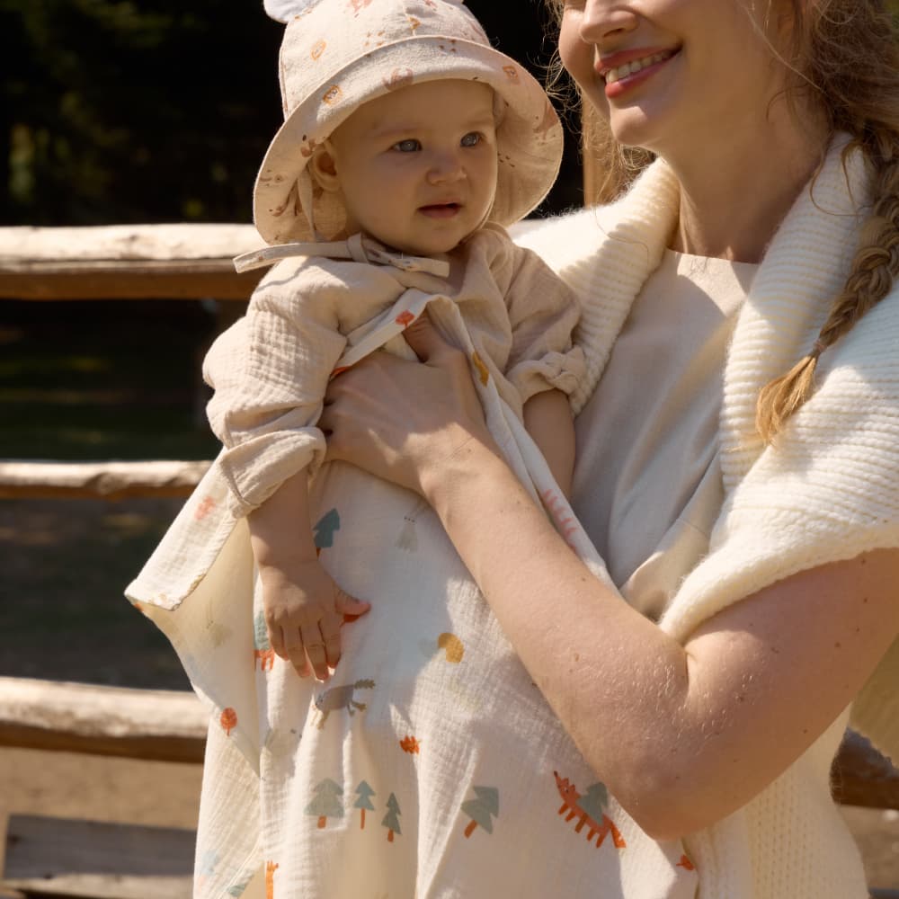 Пелёнки муслиновые BUBA KIDS, 2 шт., Однажды в лесу/Морская пена, 75х115 7
