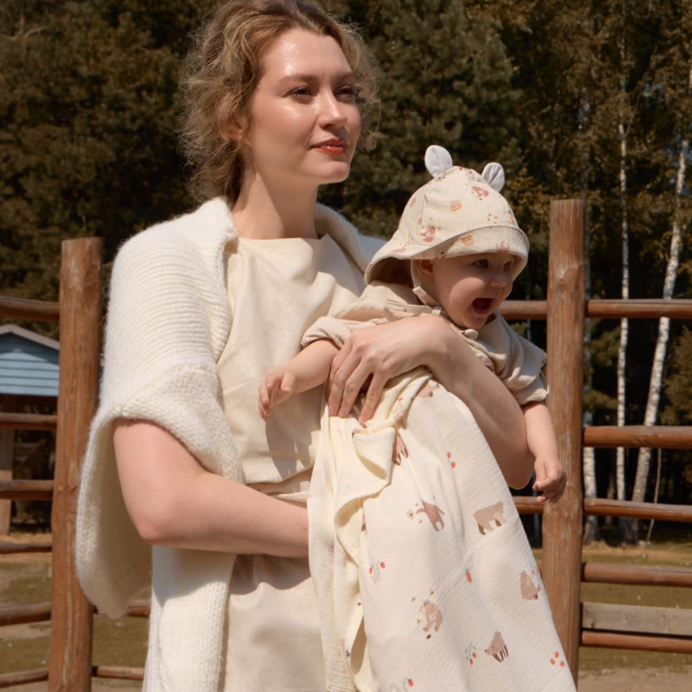 Пелёнки муслиновые BUBA KIDS, 2 шт., Мишкины лакомства/Миндаль, 75х115 5