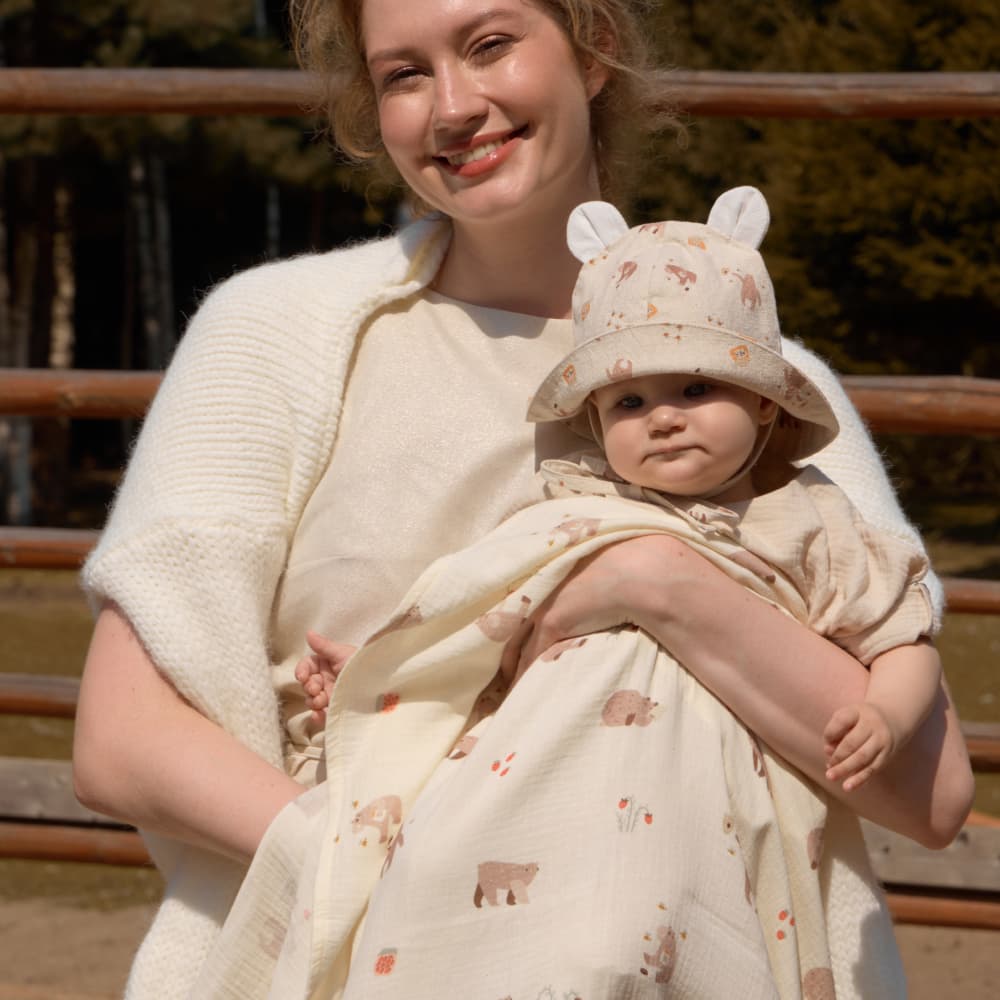 Пелёнки муслиновые BUBA KIDS, 2 шт., Мишкины лакомства/Миндаль, 75х115 7