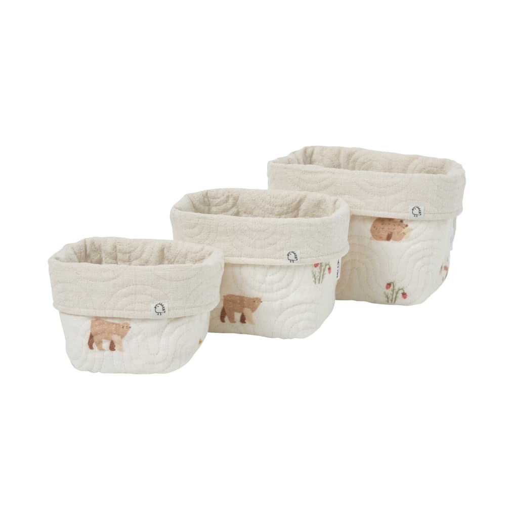 Корзины для хранения BUBA KIDS, 3 шт., Мишкины лакомства/Натуральный