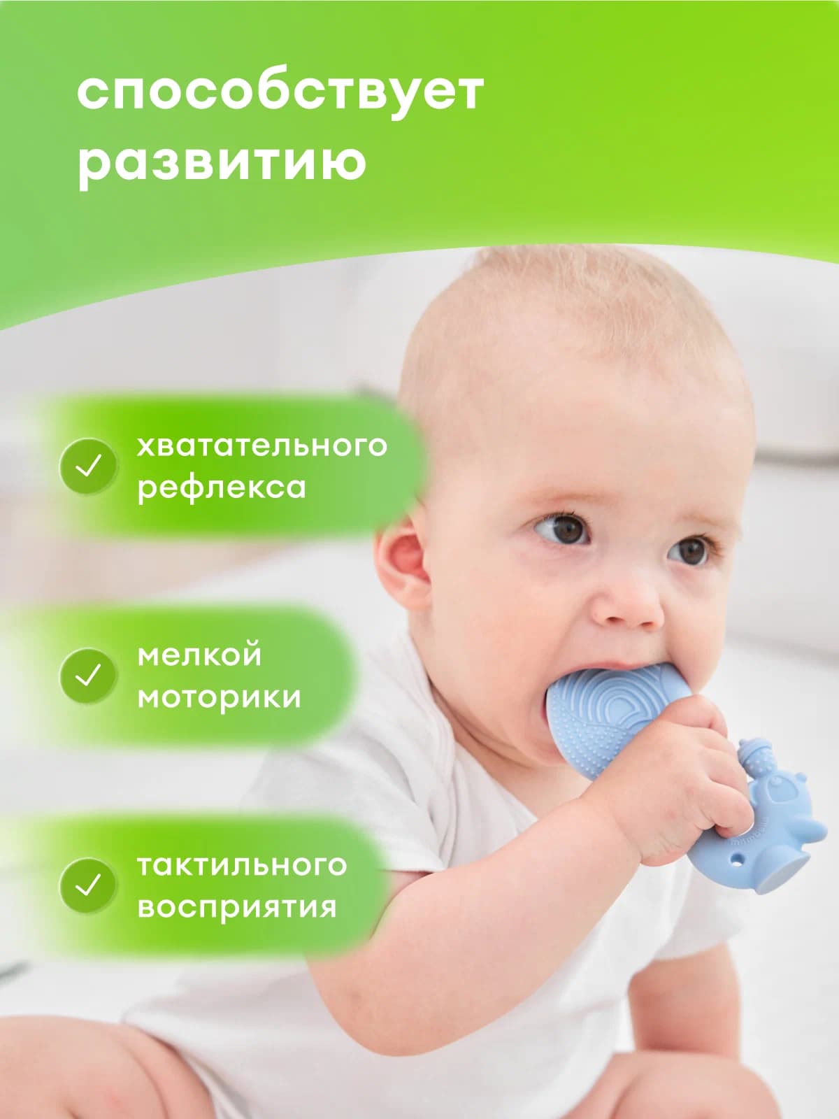 Прорезыватель Mombella Белка, силиконовый, голубой 5