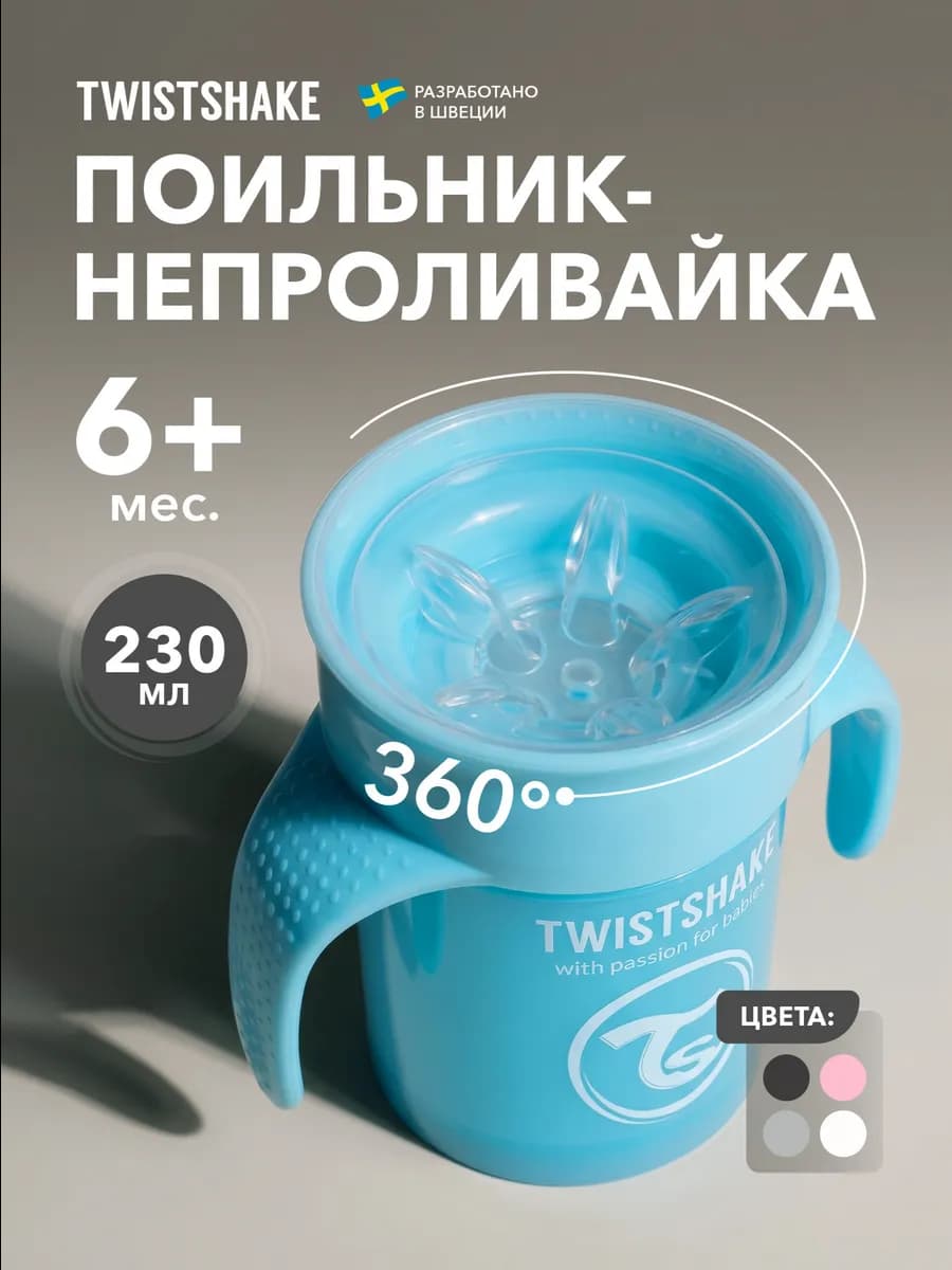 Поильник Twistshake 360 cup 230 мл. Пастельный голубой 6+ 4