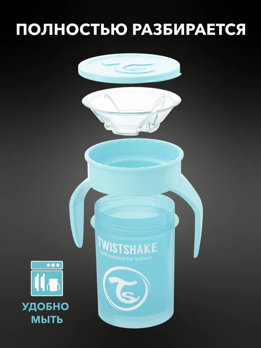 Поильник Twistshake 360 cup 230 мл. Пастельный голубой 6+ 9