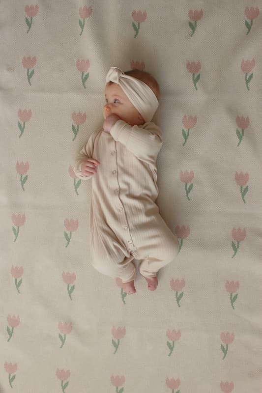 Плед вязаный Flowers Tulip Топленое молоко, 100% хлопок 4