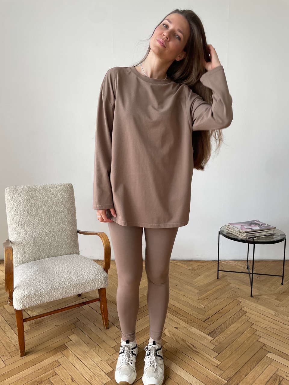 Лонгслив Basic для беременных и кормящих мам, Мокко 7