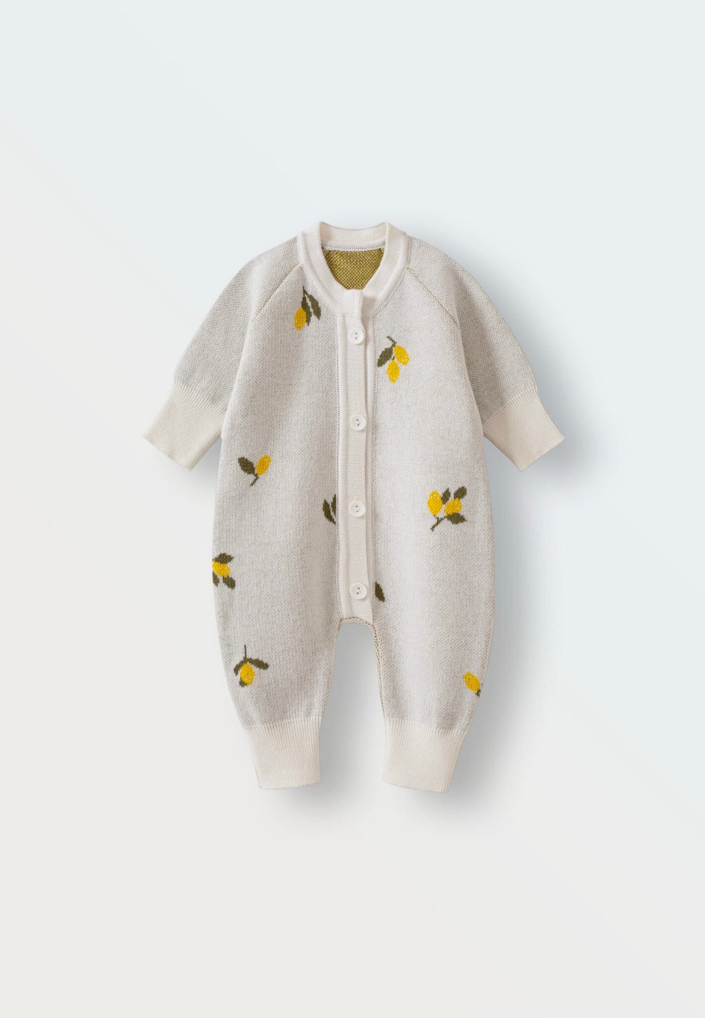 Комбинезон вязаный, Лимончики на экрю 8