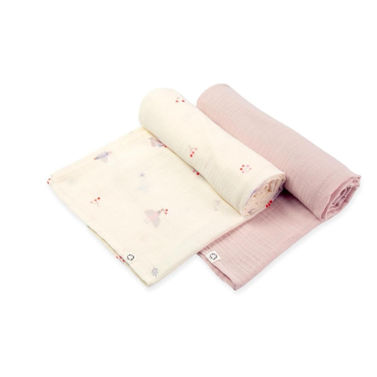 Пелёнки муслиновые BUBA KIDS, 2 шт., Песня Севера/ пудра, 75х115