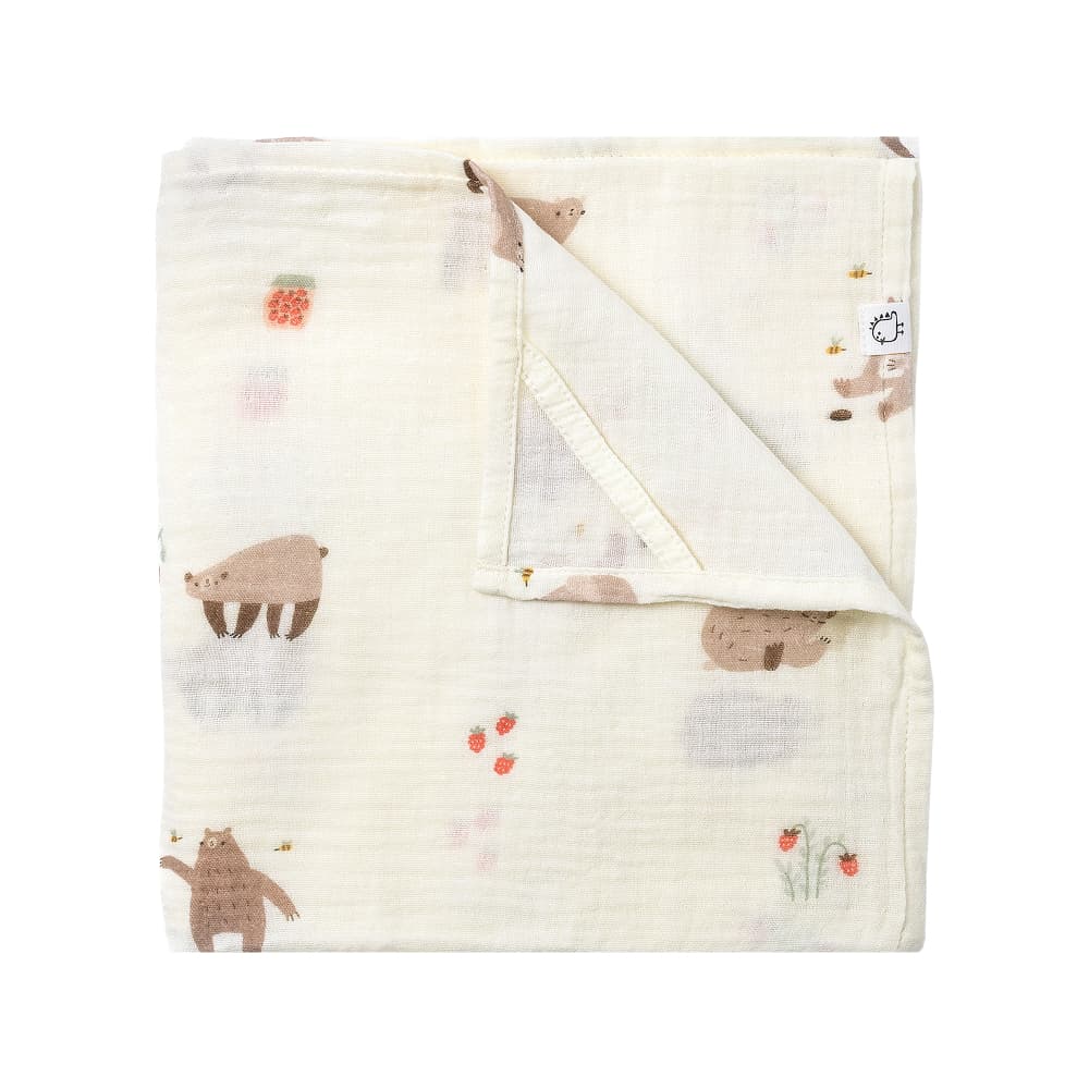 Пелёнки муслиновые BUBA KIDS, 2 шт., Мишкины лакомства/Миндаль, 75х115