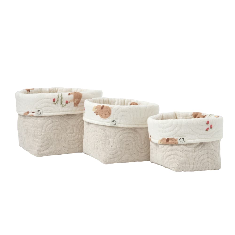 Корзины для хранения BUBA KIDS, 3 шт., Мишкины лакомства/Натуральный