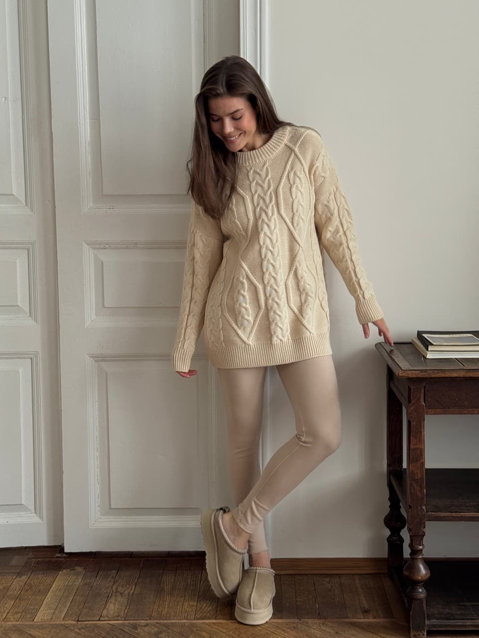 Легинсы с мягким поясом soft touch, Кремовый