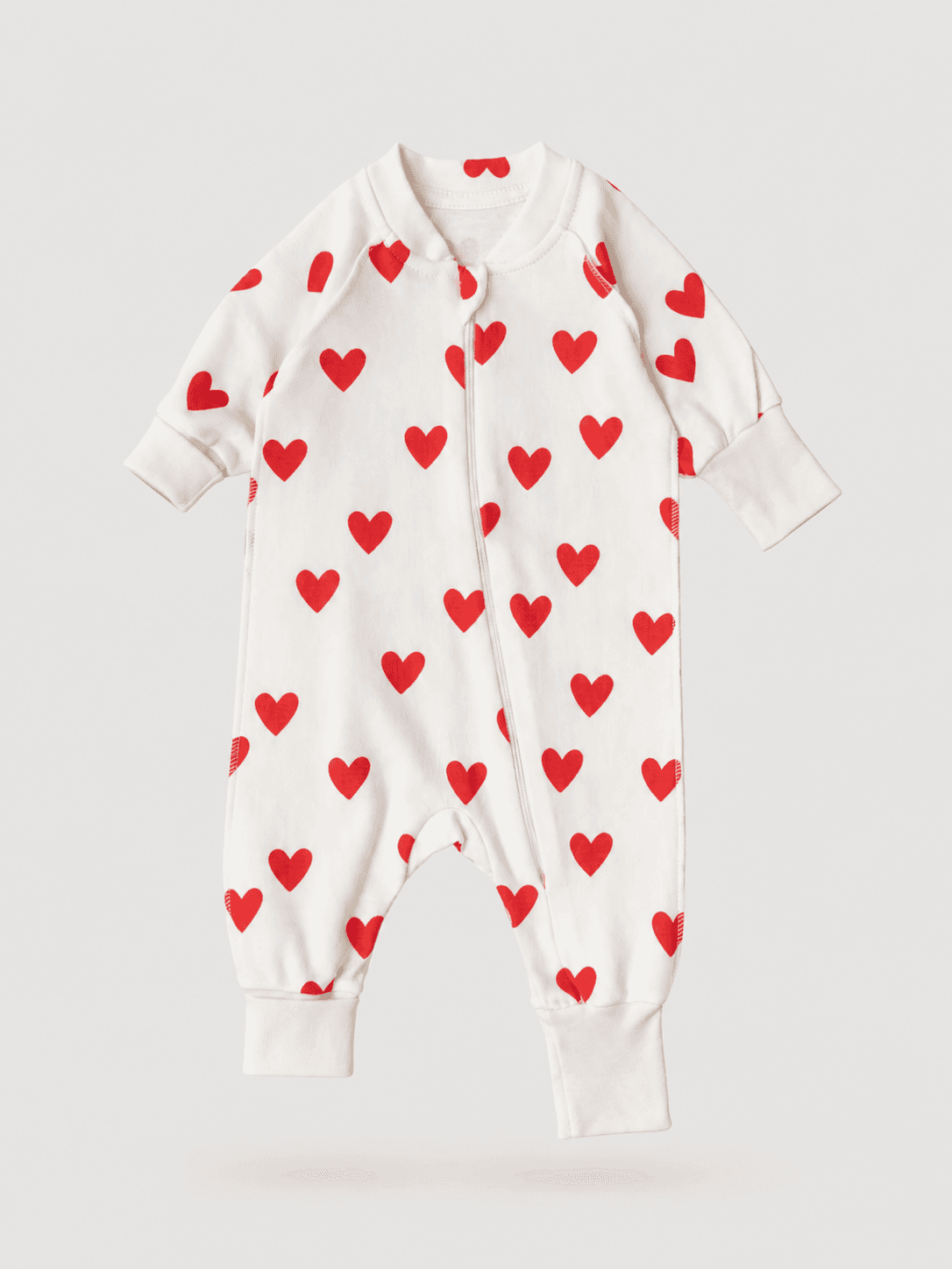 Комбинезон растущий на молнии "Сердечки", Крем