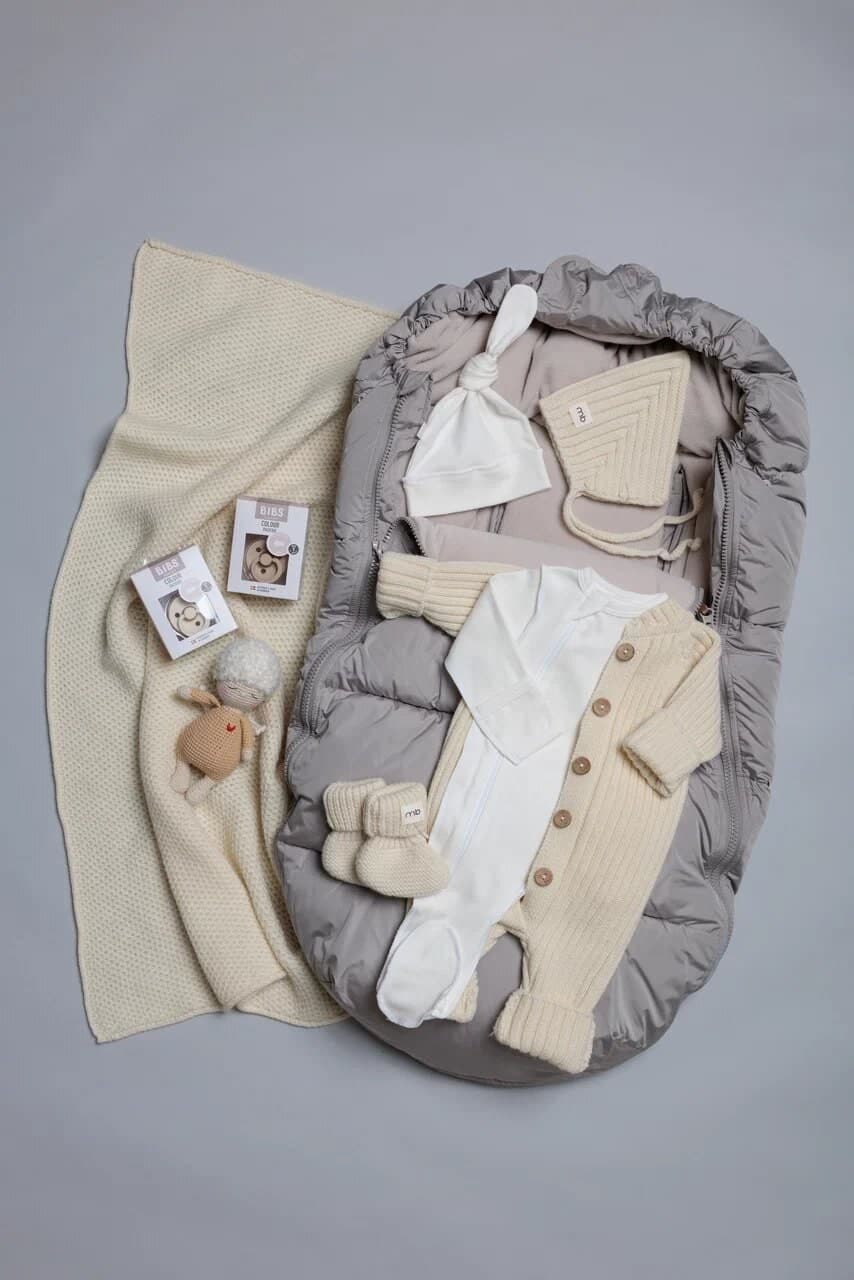 Вязаный меринос и зимний конверт Leokid Olaf Sand Shell, Молочный в молочном