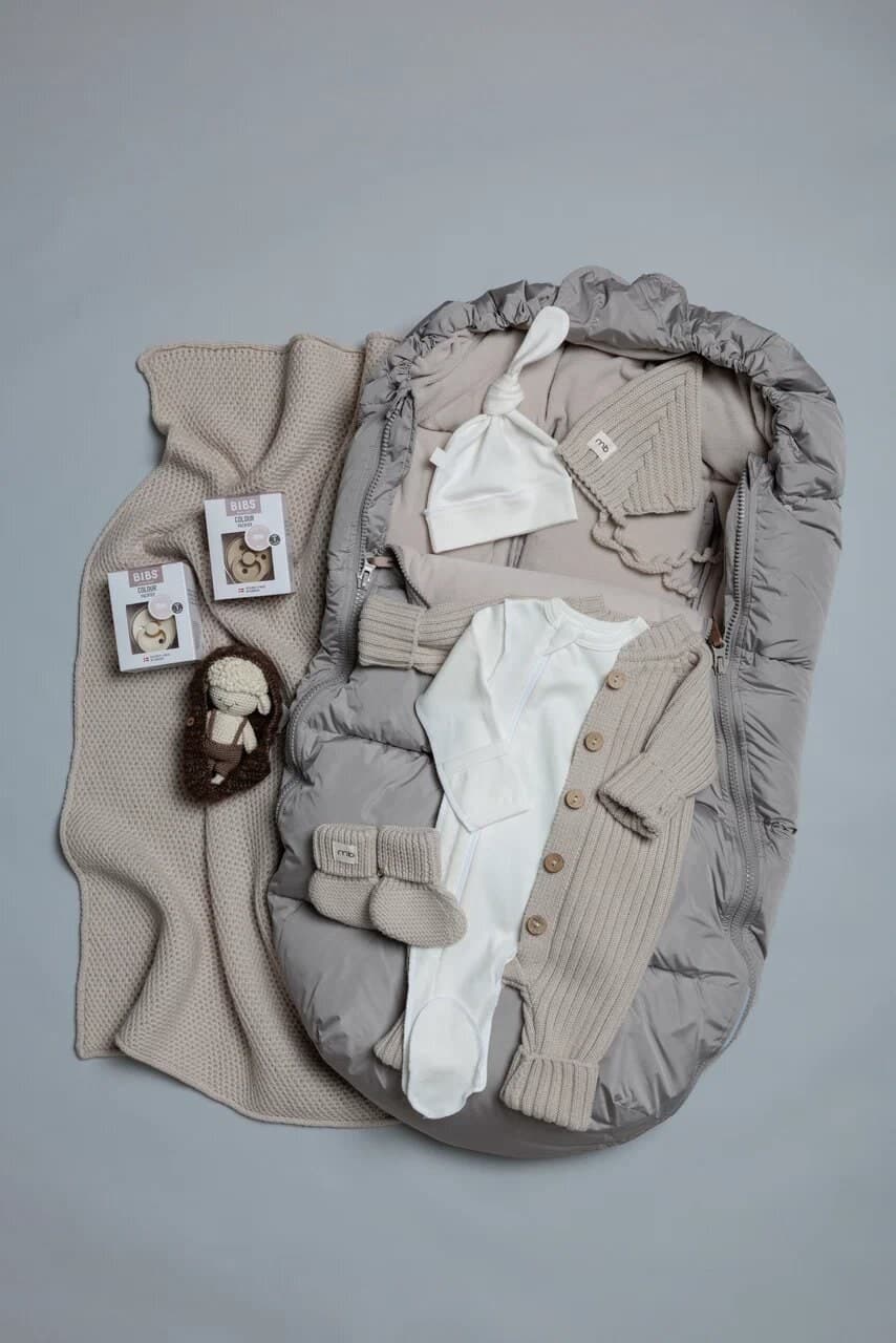 Вязаный меринос и зимний конверт Leokid Olaf Sand Shell, Молочный в жемчужном