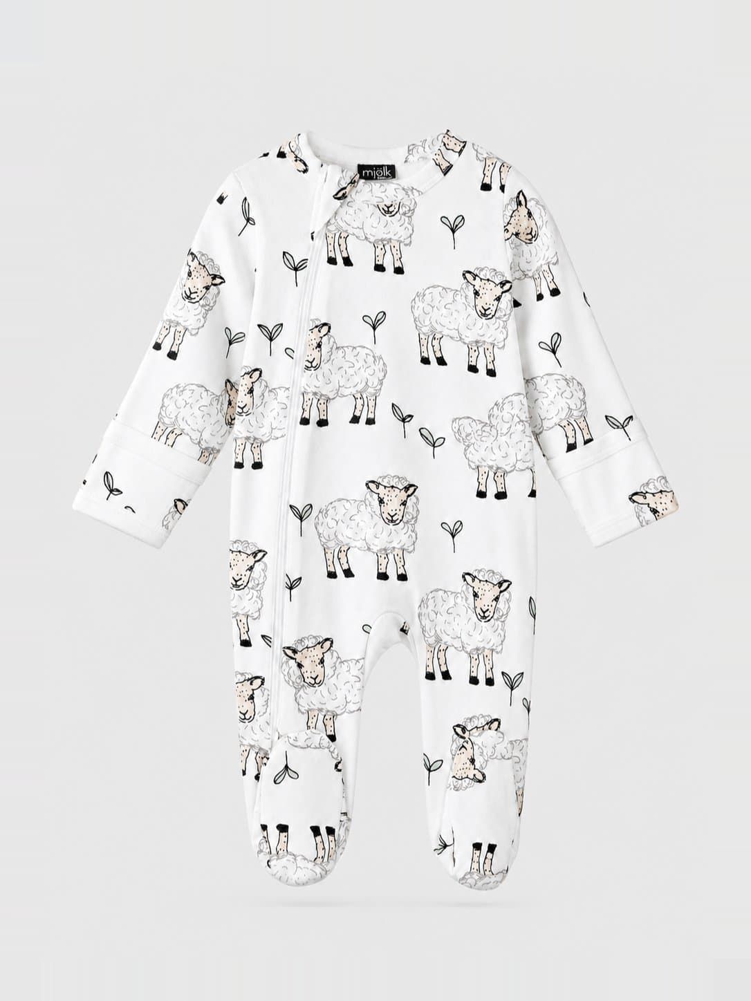 Комбинезон Mjolk Sleep and Play Овечки, каталожное фото на светло-сером фоне