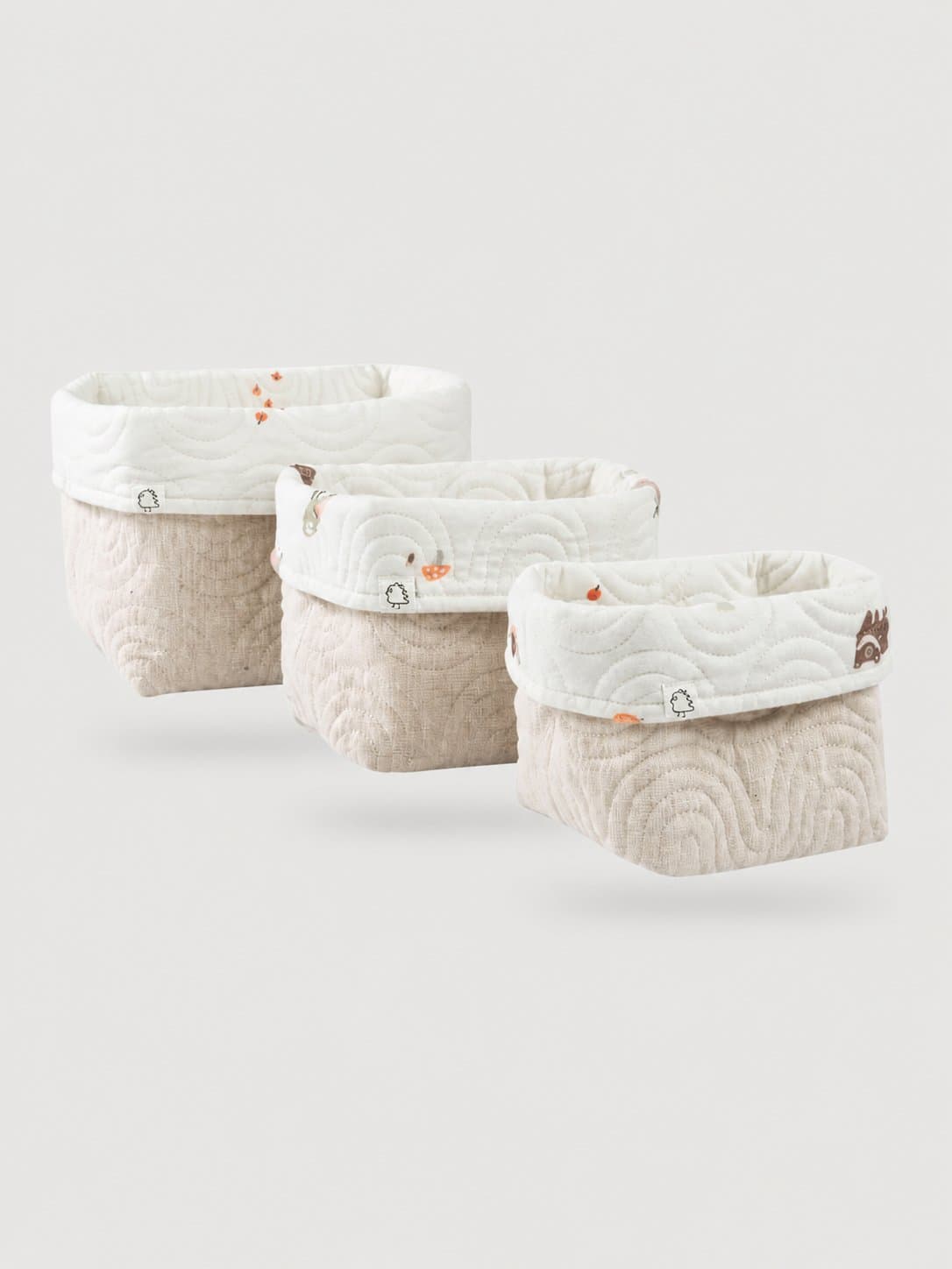 Корзины для хранения BUBA KIDS, 3 шт., Заповедный лес/натуральный, каталожное фото на светло-сером фоне