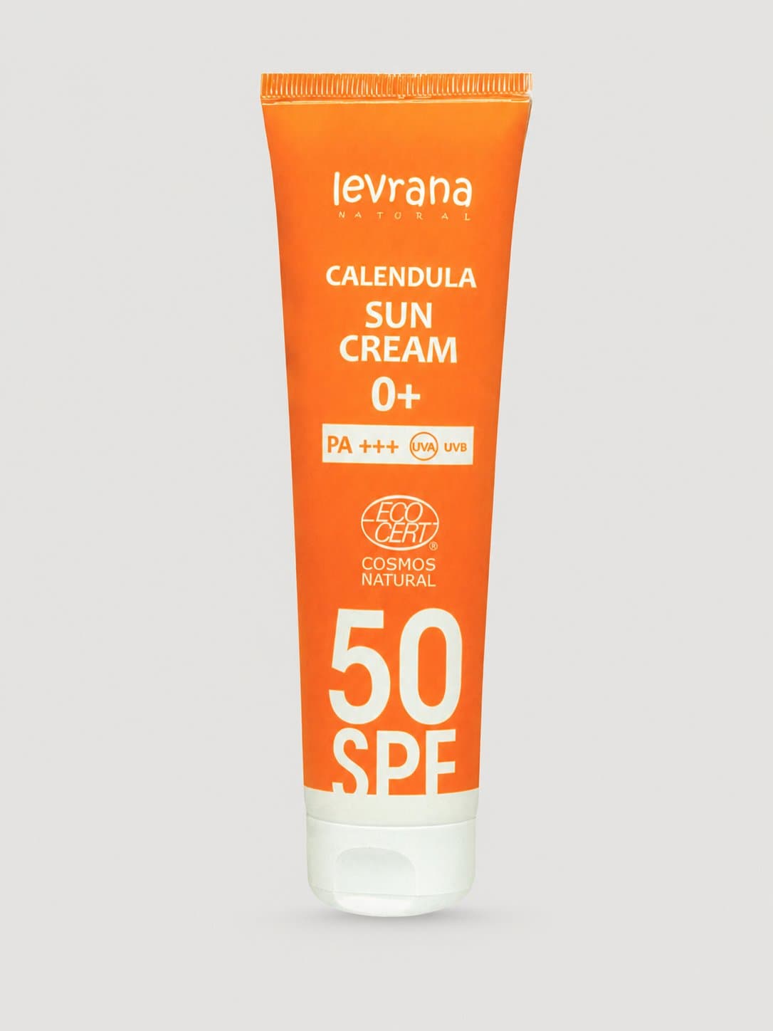 Крем для лица и тела солнцезащитный SPF50 0+, каталожное фото на светло-сером фоне