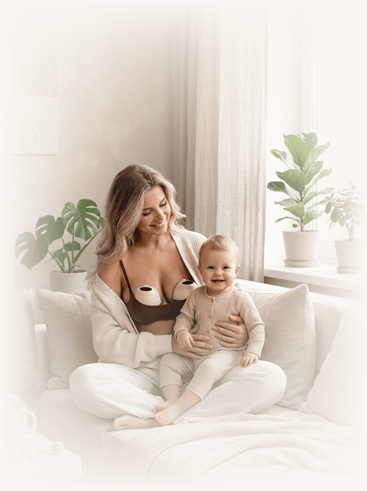 Молокоотсос бионический Paomma свободные руки, Almond/Grey