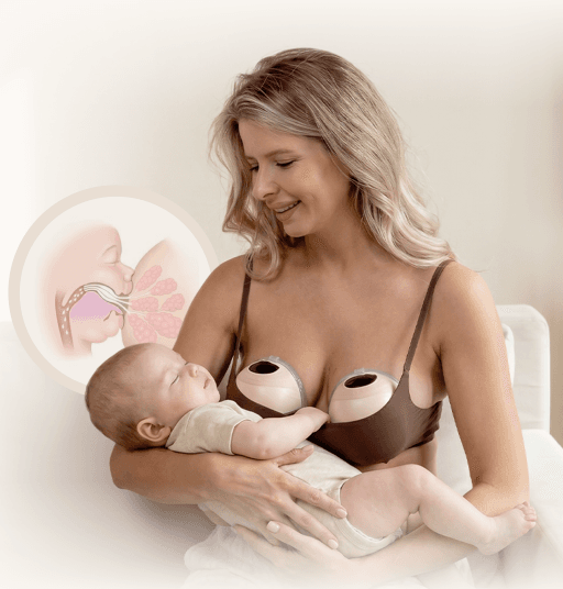 Молокоотсос бионический Paomma свободные руки, Almond/Grey
