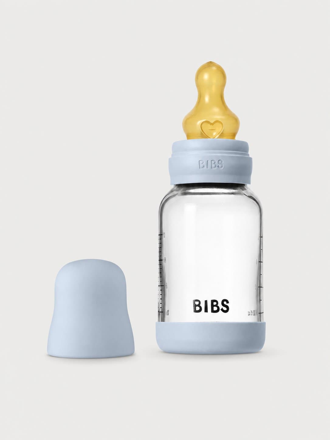 Стеклянная бутылочка BIBS - Baby Blue, 120 мл, каталожное фото на светло-сером фоне